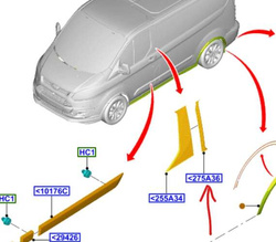 naklejka na słupek Ford Transit Tourneo Custom OE 2436507 LEWA Ford