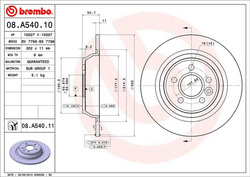 tarcze hamulcowe - tył 302 mm Ford S-Max Mondeo Kuga Brembo #2111254