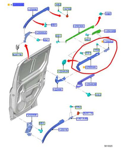 sanki środkowe drzwi bocznych Transit Connect 2013 długi OE: 2227057