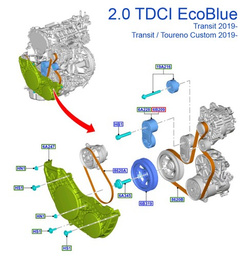 pasek napędowy osprzętu silnika Ford Transit 2.0 EcoBlue TDCI 2361315