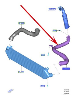 przewód / rura turbo-intercooler Ford 2.0 TDCI DW10C OE: 1713797