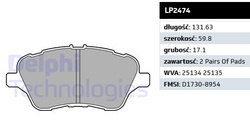 klocki hamulcowe B-Max Courier Fiesta ST - oś przednia Delphi LP2474