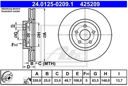 tarcze hamulcowe Focus ST Kuga II Transit Connect - przód ATE 320 mm