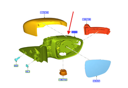 lusterko zewnętrzne prawe Ford Focus Mk4 2OE: 2566267 JX7B17E714AD