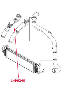 przewód / rura / wąż elastyczny intercoolera Ford 1.6 TDCi -1496240N