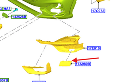 zaślepka kratki zderzaka lewa przód Puma Mk2 2732258 R1TB-15A281-BA