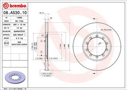 tarcze hamulcowe Transit tył - Brembo 08.A530.10