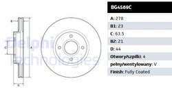 tarcze hamulcowe Ford B-Max ☆ Fiesta ST ☆ Courier przód Delphi BG4569C