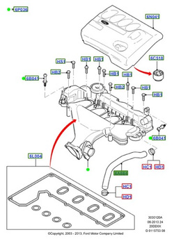 przewód elastyczny odmy silnika 2.0 TDCi Ford wiele modeli OE:1306249