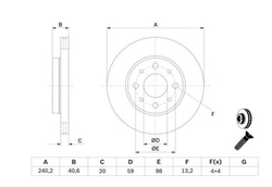 tarcze hamulcowe Ford Ka 1.3 Diesel - kpl. przód Bosch #1541806