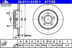 tarcze hamulcowe - tył 265mm ATE 24.0111-0155.1
