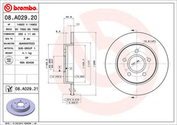tarcze hamulcowe tył 265mm Brembo 08.A029.21