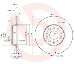 tarcze hamulcowe Ford Transit Connect MK3 15" przód Brembo 288 mm