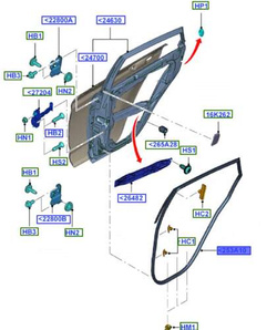 uszczelka wnęki drzwi tylnych Ford Fiesta 5-D 2008-2017 ® 2054821 Pr