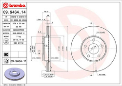 tarcze hamulcowe Brembo - przód 278mm Ford C-Max & Focus MK2