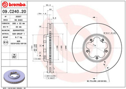 tarcze hamulcowe Ford Transit Custom przód 288 mm Brembo #2221678