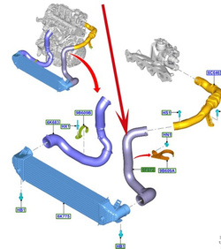 przewód / rura turbo-intercooler Ford 2.0 TDCI DW10F OE: 2350898