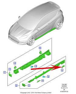 zaślepka progu tył lewa Ford Fiesta ST 2012-2019 ® 1803001