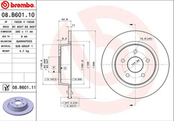 tarcze hamulcowe C-Max Kuga II Connect II - tył Brembo 08.B601.11