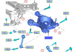 wahacz tylny pod sprężynę Ford Mondeo Mk5 OE: 2021052 LEWY