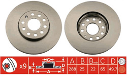 tarcze hamulcowe Ford Transit Connect MK3 15" przód TRW 288 mm