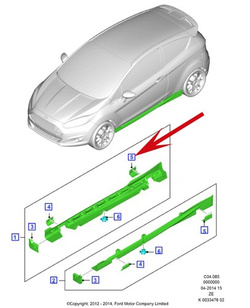 zaślepka progu tył prawa Ford Fiesta ST 2012-2019 ® 1802995