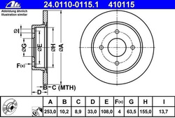 tarcze hamulcowe tył - 253 mm ATE 24.0110-0115.1