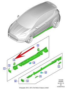 zaślepka progu przód prawa Ford Fiesta ST 2012-2019 ® 1802994