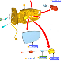 lusterko zewnętrzne lewe Ford C-Max 2302430 F1CB17683GE