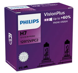 żarówki Philips VisionPlus H7 55W +60% - para 12972VPC2