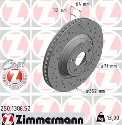 tarcze hamulcowe Ford Mustang - przód 352 mm - Zimmerman SPORT-Z 