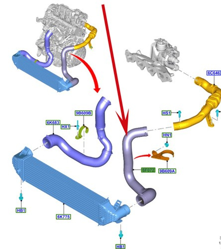 przewód rura turbo intercooler Ford 2 0 TDCI DW10F OE 2177735 Ford